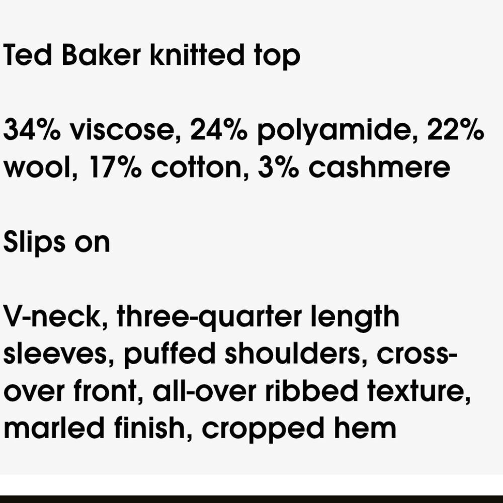 TED BAKER Demie Cross-front Cropped Knitted Top In Marled  Pink S Wool Cashmere - Picture 5 of 15